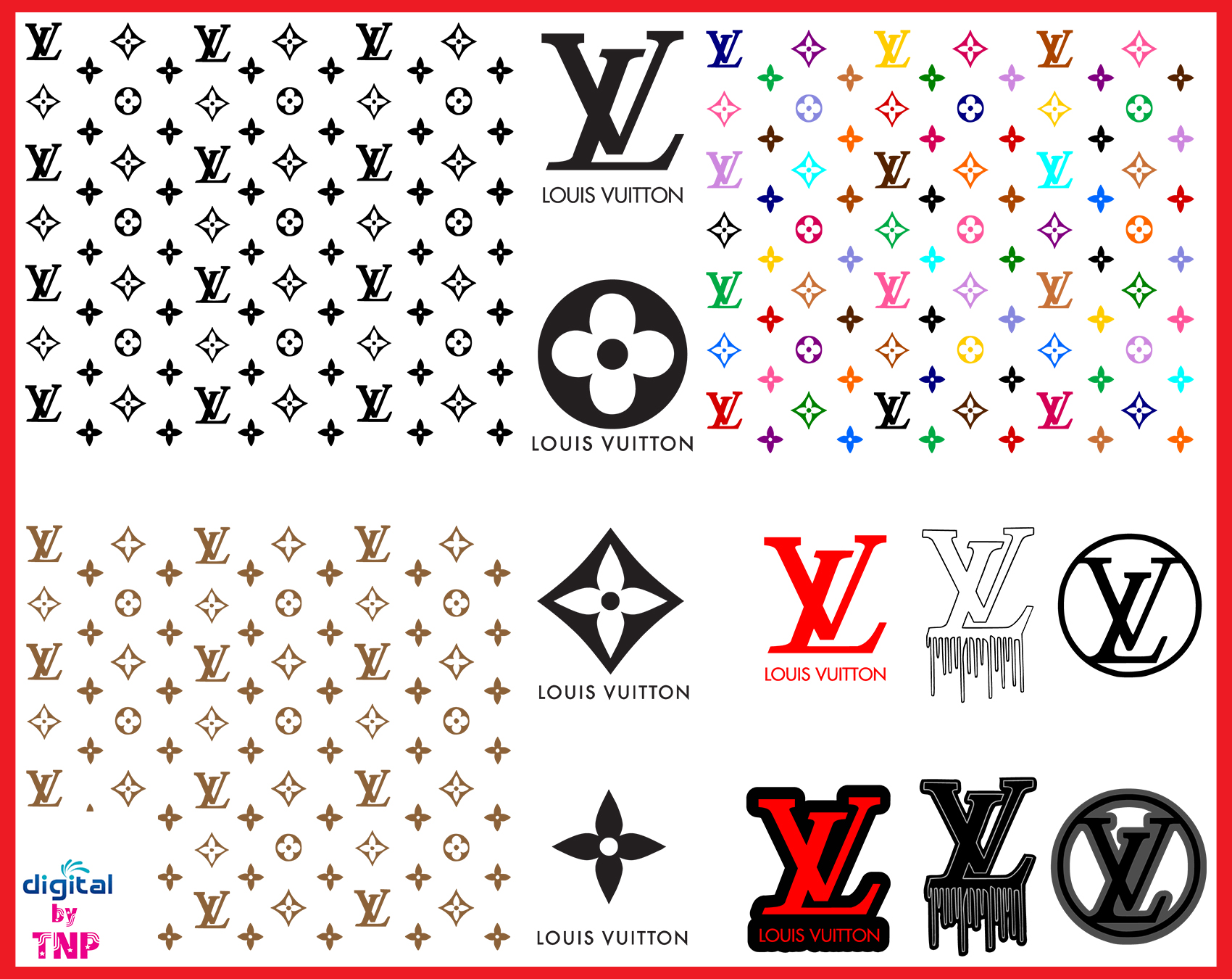 Louis Vuitton Pattern SVG - Colorful Louis Vuitton Pattern Vector- LV  Pattern PNG