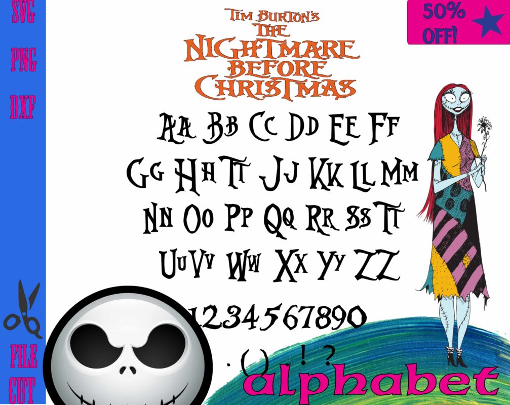 Nightmare Before Christmas svg, Nightmare Before Christmas Font ttf