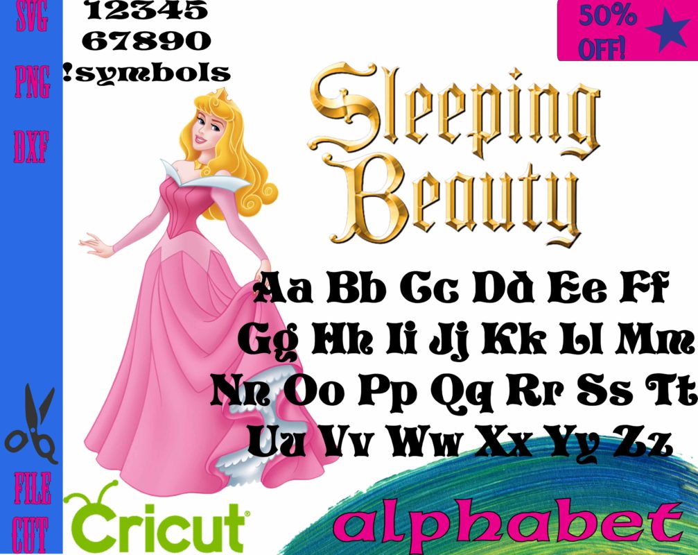 Sleeping Beauty Font svg, Sleeping Beauty Font ttf, Alphabet svg