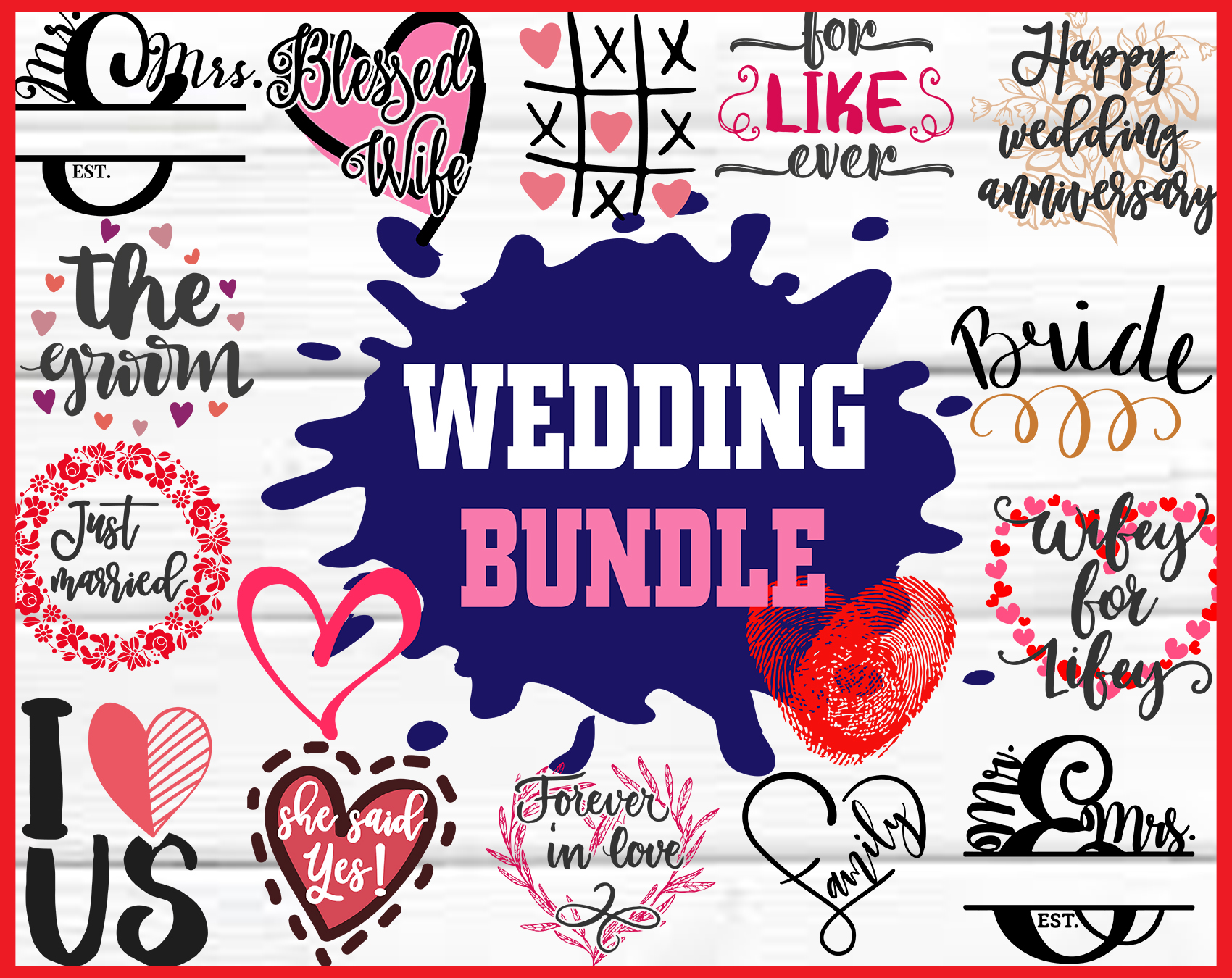Download 16 Designs Wedding SVG Bundle, Wedding Sign Svg, Wedding ...