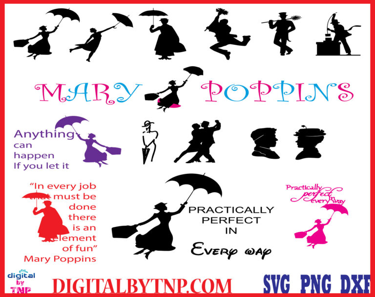 Mary Poppins SVG, Mary Poppins Silhouette, Mary Poppins Clip Art, Mary ...