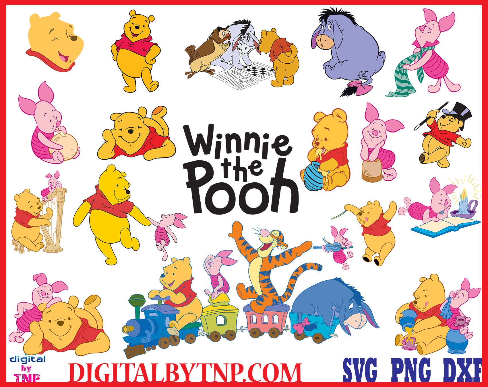 Winnie The Pooh Svg bundle silhouette Clipart Printable, piglet Tigger