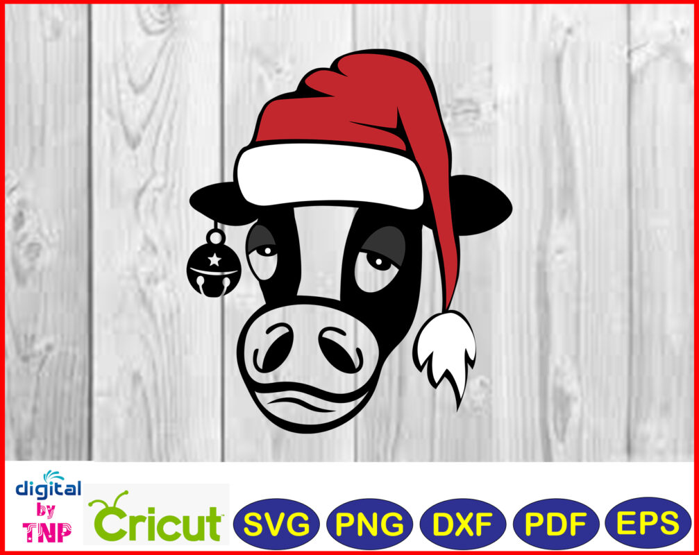 Christmas Cow SVG PNG DXF PDF EPS, Christmas svg, Layered Cut files ...