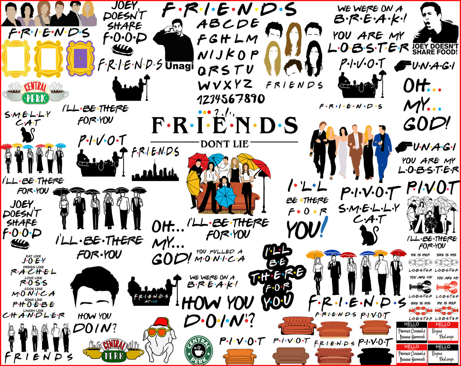 Friends SVG, Friends Bundle SVG, Friends Clipart and A-Z and Numbers ...