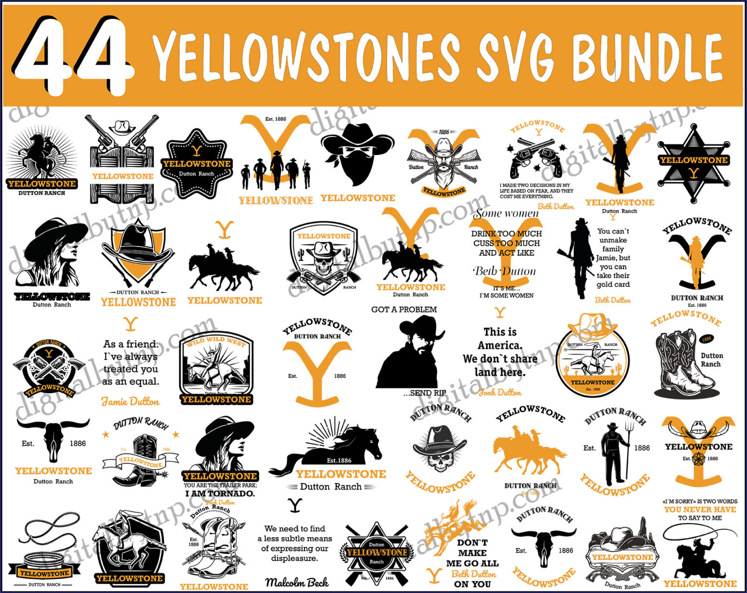 Yellowstone Svg Png dxf, Huge Bundle, Beth Dutton svg, Dutton Ranch